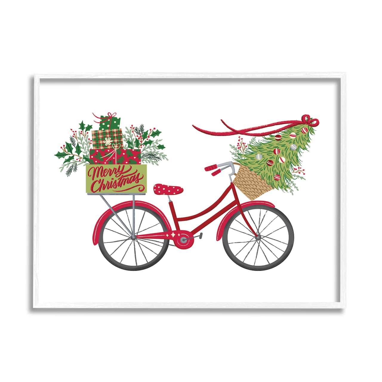 Stupell Industries Merry Christmas Seasonal Bicycle Framed Giclee Art